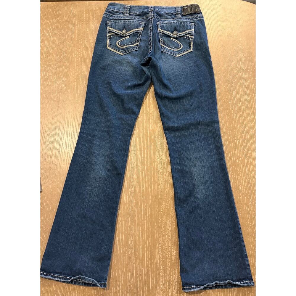 Silver Jeans Womens 31x33 Blue Aiko Mid Slim Boot Dark Wash Fluid Denim
